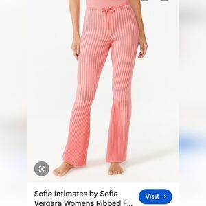 Sofia Vergara Coral Ribbed Flair Sleep Pants